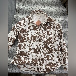 Brown and White Cow Print Shirt